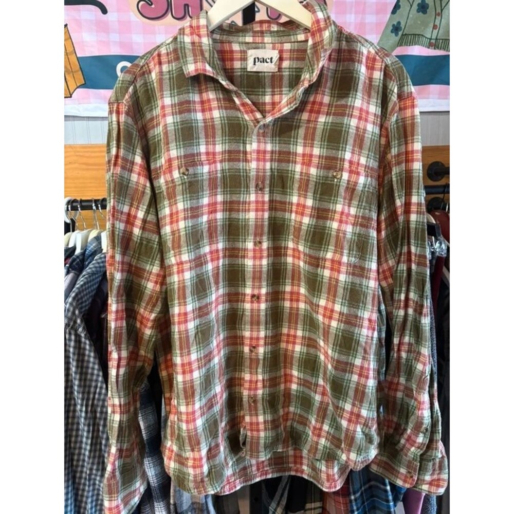 Pact xl organic cotton flannel button down